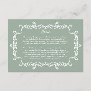 Carte D'accompagnement Mariage Cadre Orné Vert Sauge Classique