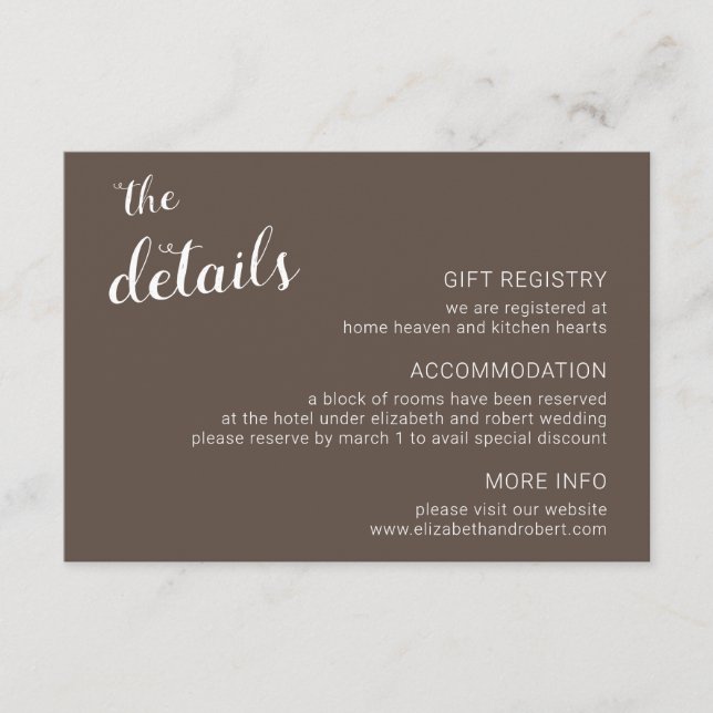 Carte D'accompagnement Mariage Calligraphié Script Minimaliste Bohème Ter (Devant)