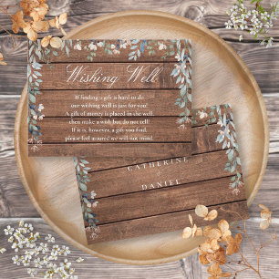 Carte D'accompagnement Mariage Cascade Florale en Bois Rustique Puits de