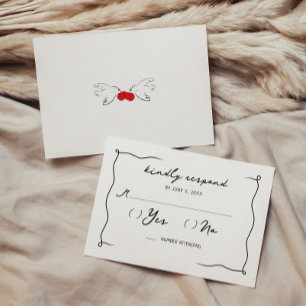 Carte D'accompagnement Mariage Cerise Manuscrite Fantaisiste