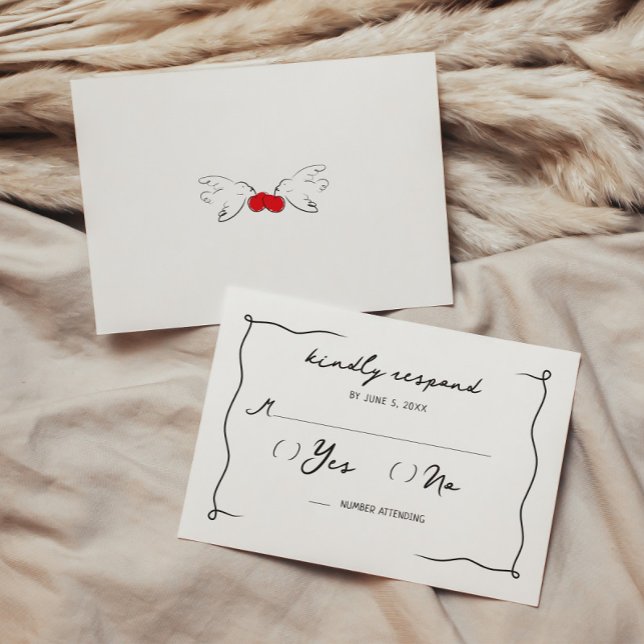 Carte D'accompagnement Mariage Cerise Manuscrite Fantaisiste (Créateur téléchargé)