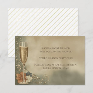 Carte D'accompagnement Mariage Champagne Floral Fête de Mariage
