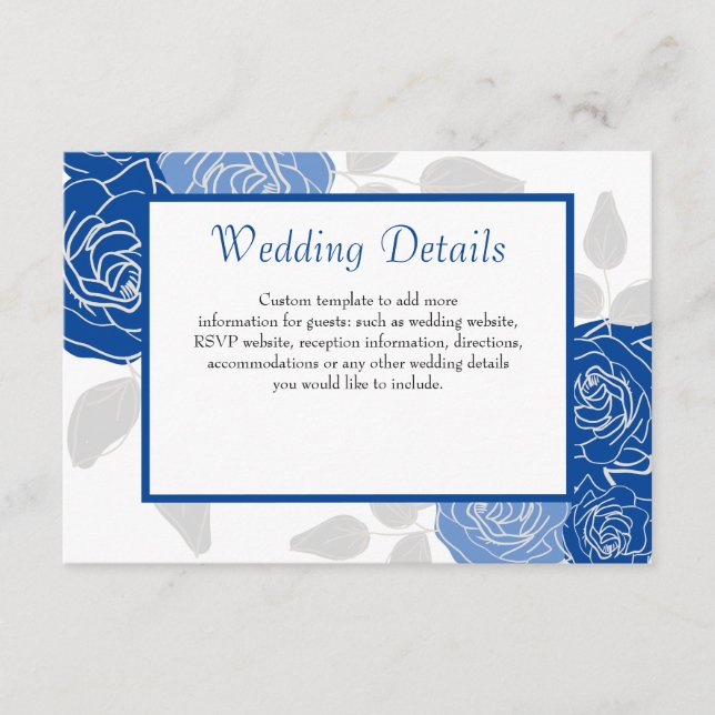 Carte D'accompagnement Mariage Chic Simple Rose Élégante Fleur Bleue (Devant)