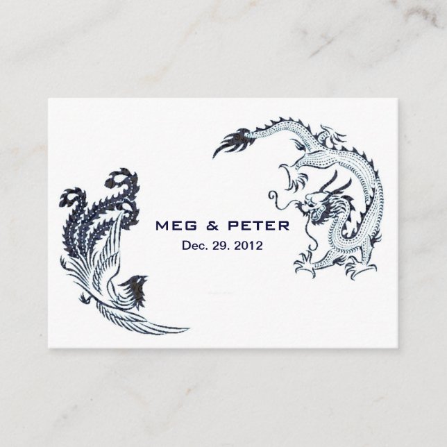 Carte D'accompagnement Mariage chinois Dragon-Phoenix moderne RSVP (Devant)