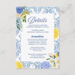 Carte D'accompagnement Mariage citron méditerranéen d'été détails