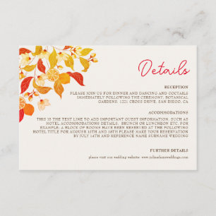 Carte D'accompagnement Mariage Citronné Frais Feuillage Citrus
