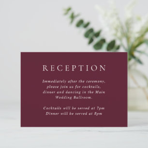 Carte D'accompagnement Mariage Classique Élégant Bourgogne Profond