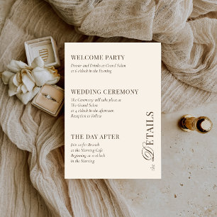 Carte D'accompagnement Mariage Classique Marron & Ivoire 3 Détails Vieill