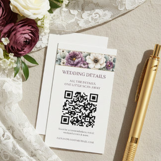 Carte D'accompagnement Mariage Code QR Floral Mauve & Sage