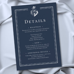 Carte D'accompagnement Mariage côtier minimaliste bleu blanc à l'ancre na