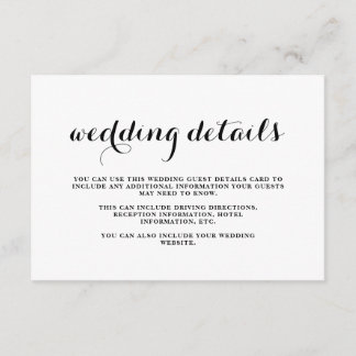 Carte D'accompagnement Mariage côtier noir et blanc Détails de l'invité C
