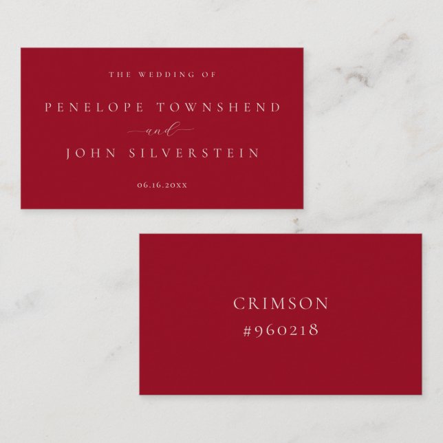 Carte D'accompagnement Mariage d'affichage couleur de la puce de couleur (Devant / Derrière)