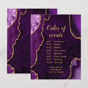 Carte D'accompagnement Mariage d'âge violet et or Ordre des événements En