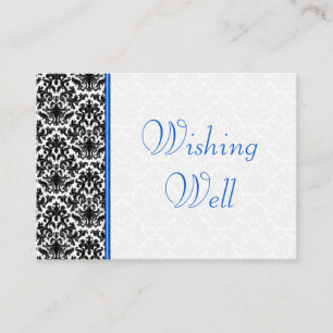 Carte D'accompagnement Mariage damassé noir, blanc, bleu souhaitant bien