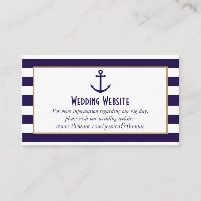 Carte D'accompagnement Mariage d'Ancre de la marine nautique et de la ban (Devant)