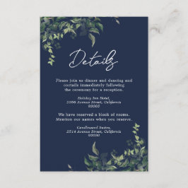 Carte D'accompagnement Mariage d'aquarelle botanique bleu marine