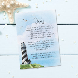 Carte D'accompagnement Mariage d'aquarelle marine Lighthouse Détails