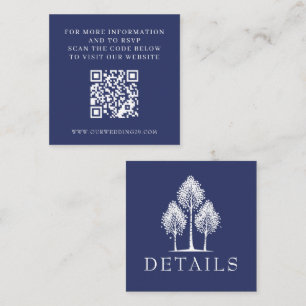 Carte D'accompagnement Mariage d'arbre bleu marine QR