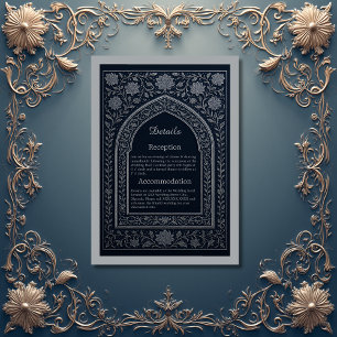Carte D'accompagnement mariage d'arc arabe en argent de marine