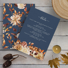 Carte D'accompagnement Mariage d'automne bleu marine