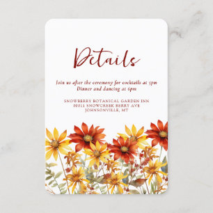 Carte D'accompagnement Mariage de automne Floral de rouille orange brûlée