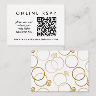 Carte D'accompagnement Mariage de bague or moderne en ligne QR Code RSVP