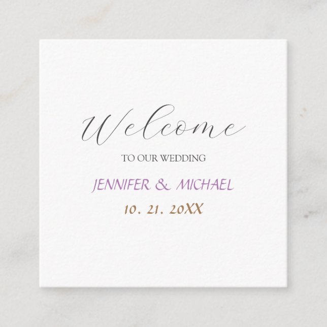 Carte D'accompagnement Mariage de bienvenue élégant en calligraphie (Devant)