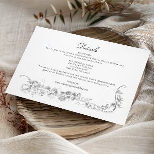 Carte D'accompagnement Mariage de bordure de rose classique ornée françai