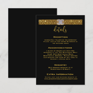 Carte D'accompagnement Mariage de broche diamant au ruban d'or