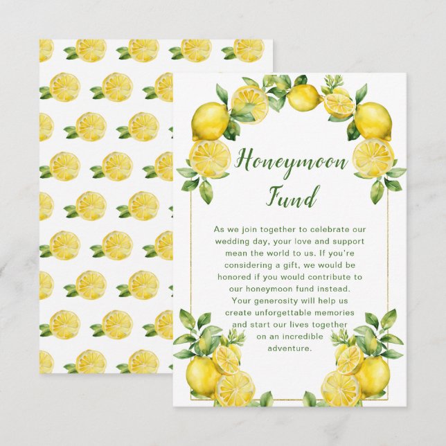 Carte D'accompagnement Mariage de cadre vert citron italien (Devant / Derrière)