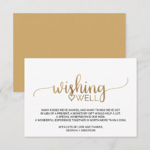 Carte D'accompagnement Mariage de calligraphie or simple Wishing well