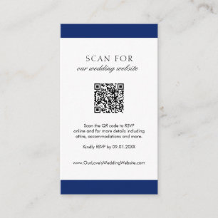 Carte D'accompagnement Mariage de code QR moderne bleu marine minimal