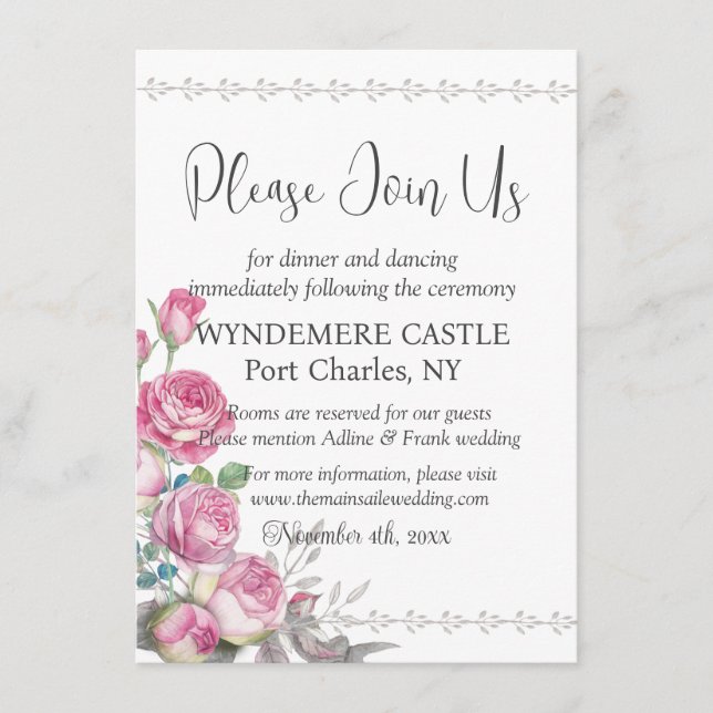 Carte D'accompagnement Mariage de code QR rose aquarelle (Devant)