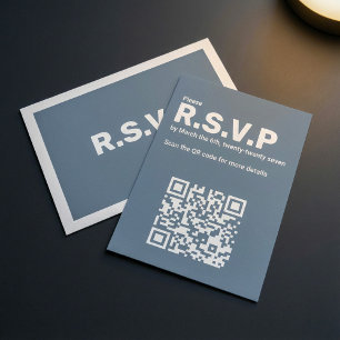 Carte D'accompagnement Mariage de code QR RSVP bleu moderne