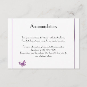 Carte D'accompagnement Mariage de coeur de papillon violet Insérer