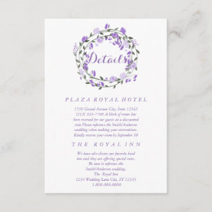 Carte D'accompagnement Mariage de couronnes florales pourpres