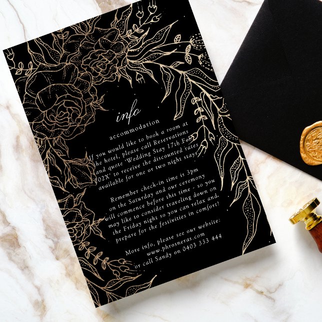 Carte D'accompagnement Mariage de courroie de fleurs d'or à édition Premi (Créateur téléchargé)