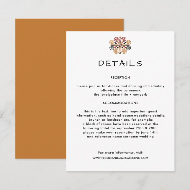 Carte D'accompagnement Mariage de décoration africaine Invité (Devant / Derrière)