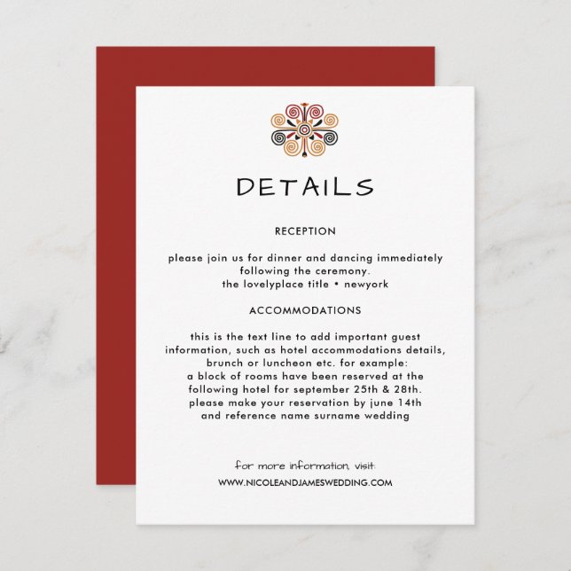 Carte D'accompagnement Mariage de décoration africaine Invité (Devant / Derrière)