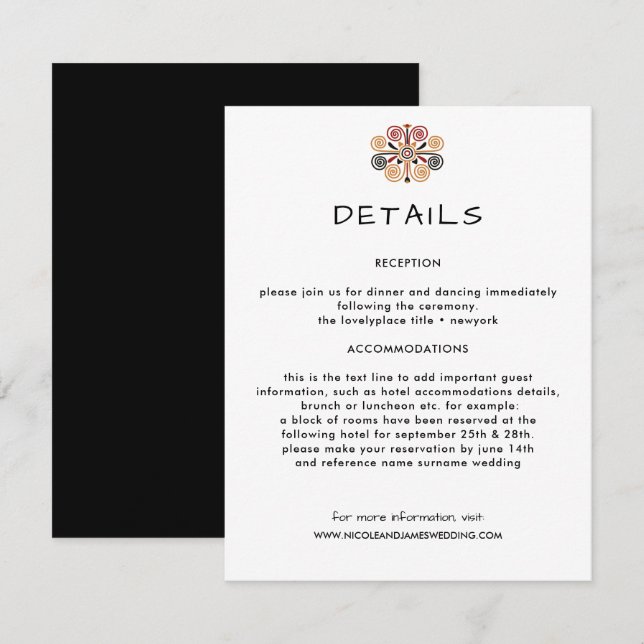 Carte D'accompagnement Mariage de décoration africaine Invité (Devant / Derrière)