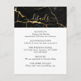 Carte D'accompagnement Mariage de design en marbre noir et or