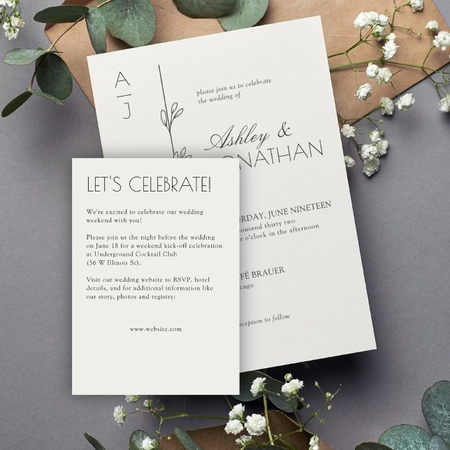 Carte D'accompagnement Mariage de diviseur floral biologique moderne (Créateur téléchargé)