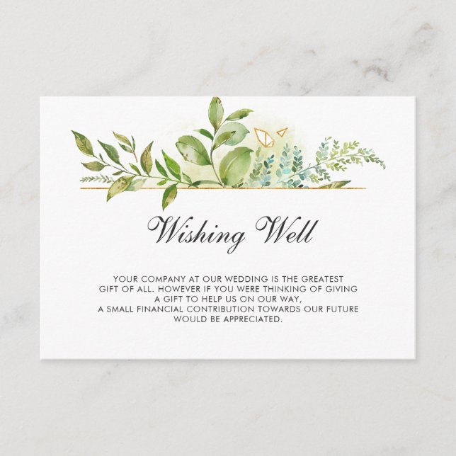 Carte D'accompagnement Mariage de feuillage vert floral qui souhaite bien (Devant)