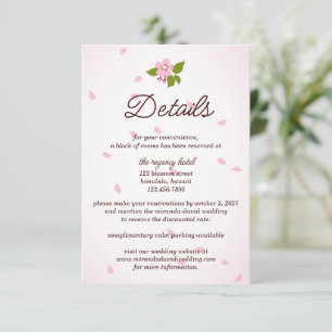 Carte D'accompagnement Mariage de fleurs de cerisier rose Sakura japonais