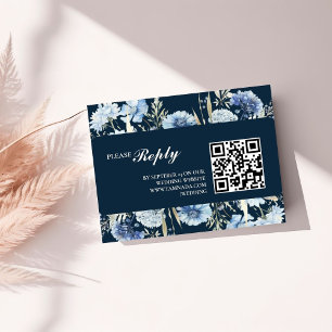 Carte D'accompagnement Mariage de fleurs de printemps bleu Dusty