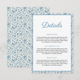Carte D'accompagnement Mariage de frontière floral chic bleu Toile de Jou