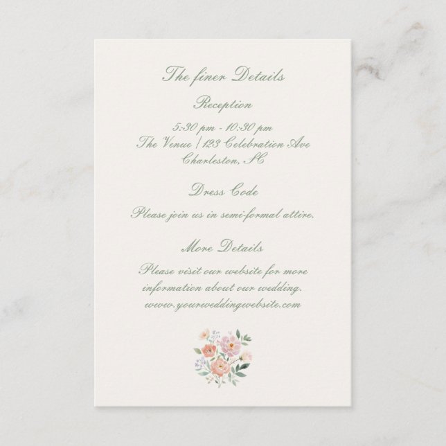 Carte D'accompagnement Mariage de jardin de chalet fleuri (Devant)