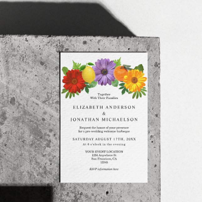 Carte D'accompagnement Mariage de jardin floral Citrus Bienvenue fête (Créateur téléchargé)