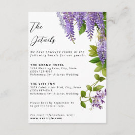 Carte D'accompagnement Mariage de la glycine violette à pendaison botaniq