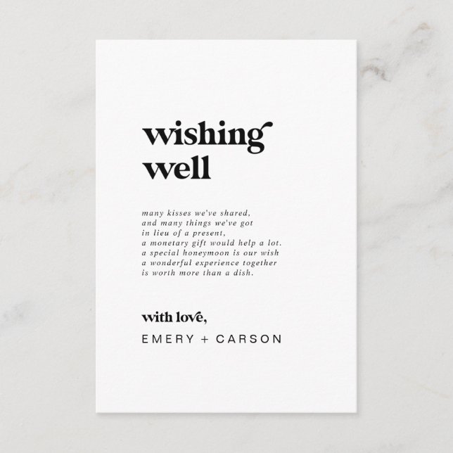 Carte D'accompagnement Mariage de la typographie noire moderne Wishing We (Devant)